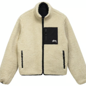 Stussy 8 Ball Sherpa Reversible Jacket – Cream White