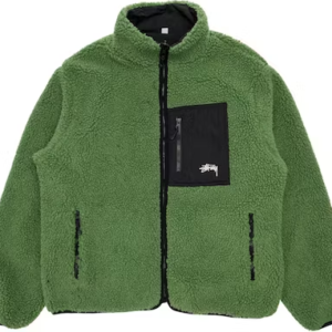 Stussy 8 Ball Sherpa Reversible Jacket – Green